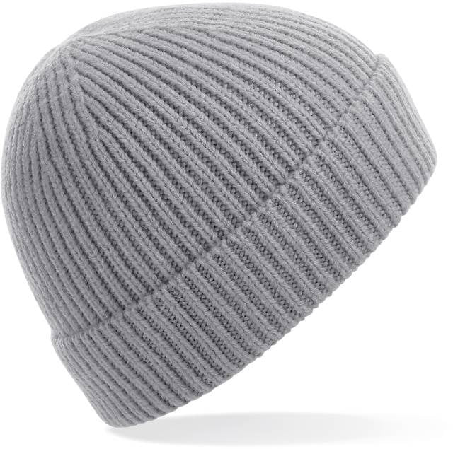 Beechfield Engineered Knit Ribbed Beanie – Light Grey