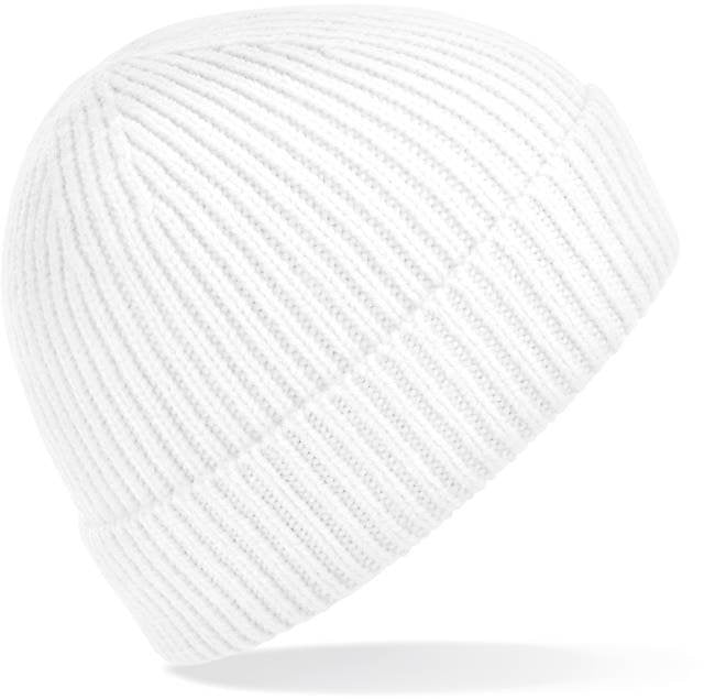 Beechfield Engineered Knit Ribbed Beanie – White