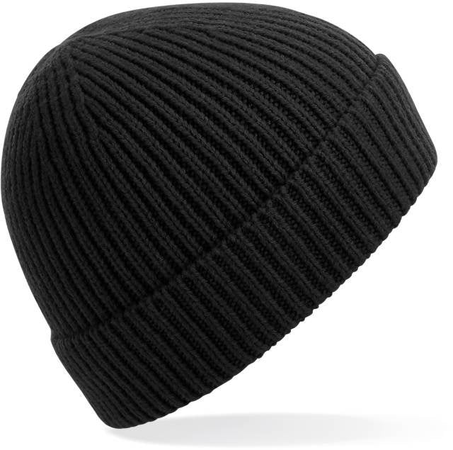 Beechfield Engineered Knit Ribbed Beanie – Black