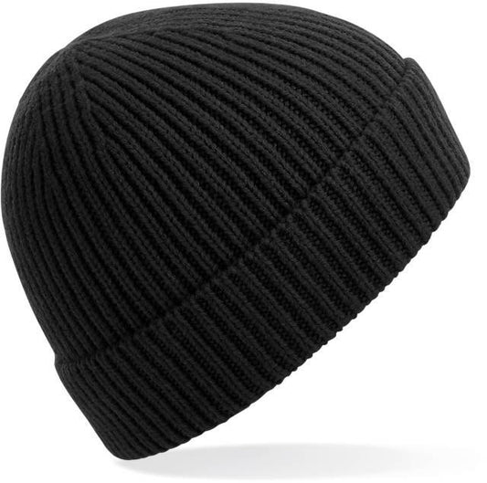 Beechfield Engineered Knit Ribbed Beanie – Black