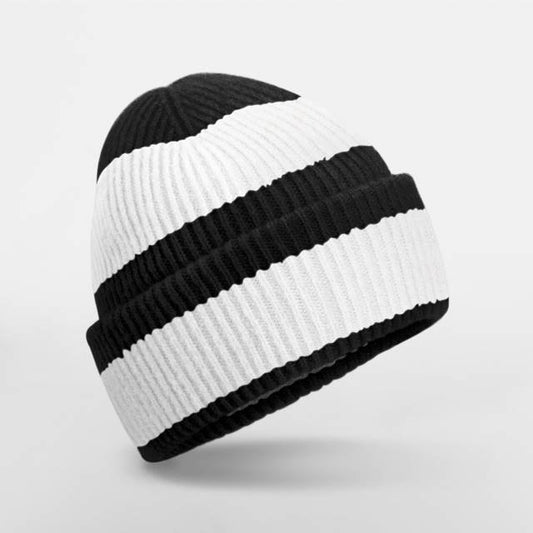 Beechfield Colour Block Beanie – Black / Soft White