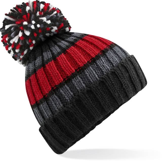 Beechfield Hygge Striped Beanie – Black Cherry