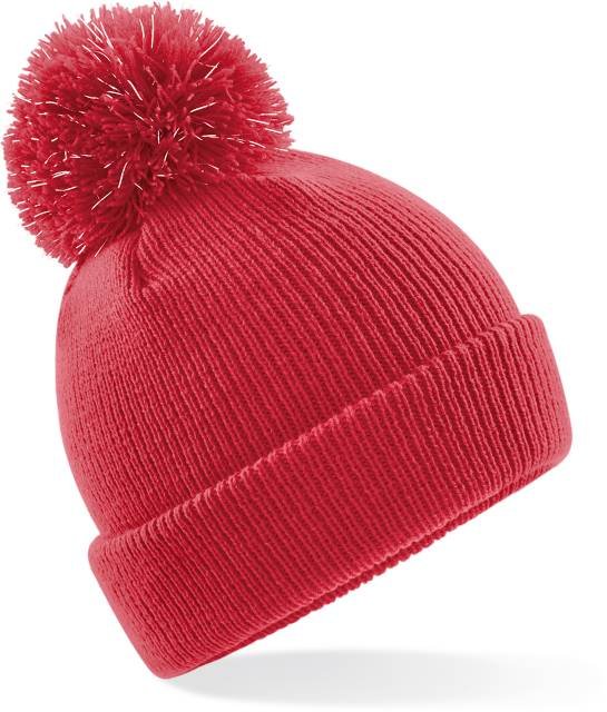 Beechfield Junior Reflective Bobble Beanie – Bright Red