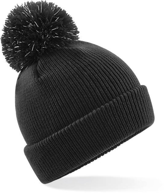 Beechfield Junior Reflective Bobble Beanie – Black