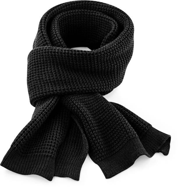 Beechfield Classic Waffle Knit Scarf – Black
