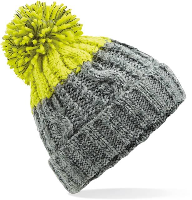 Beechfield Apres Beanie – Light Grey / Citron