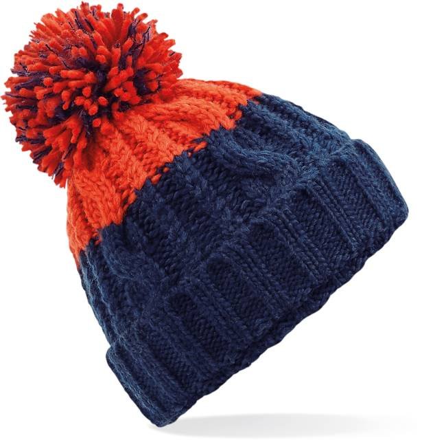 Beechfield Apres Beanie – Oxford Navy / Fire Red