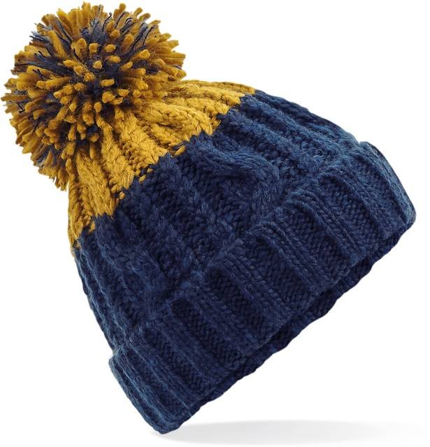 Beechfield Apres Beanie – Oxford Navy / Mustard