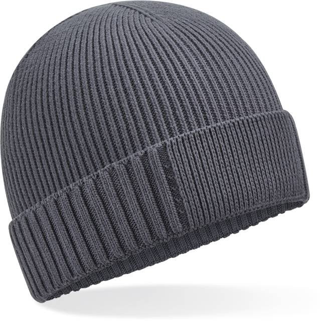 Beechfield Organic Cotton Engineered Patch Beanie – Graphite Grey