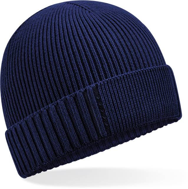 Beechfield Organic Cotton Engineered Patch Beanie – Oxford Navy