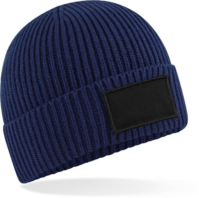 Beechfield Fashion Patch Beanie – Oxford Navy / Black