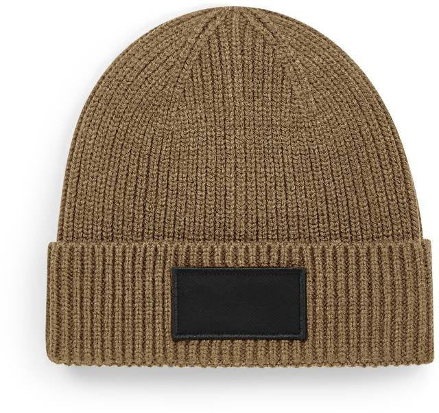 Beechfield Fashion Patch Beanie – Biscuit / Black