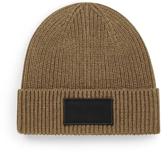 Beechfield Fashion Patch Beanie – Biscuit / Black