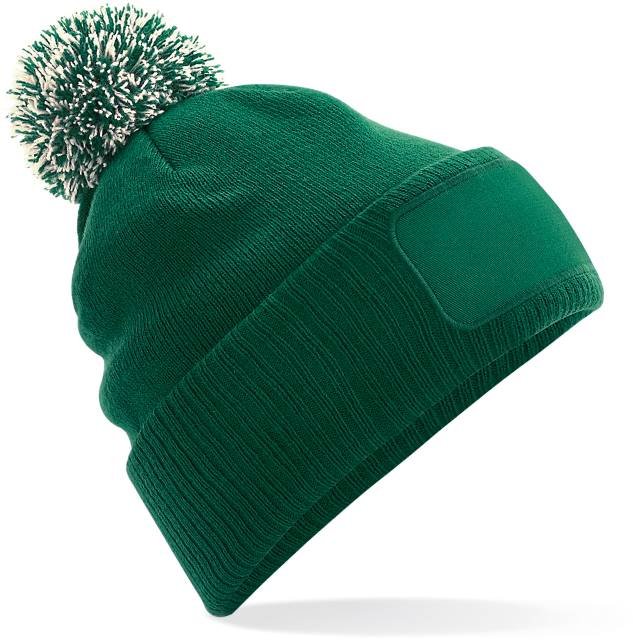 Beechfield Snowstar® Patch Beanie – Bottle Green / Off White