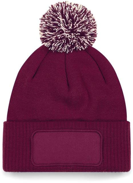 Beechfield Snowstar® Patch Beanie – Burgundy / Off White
