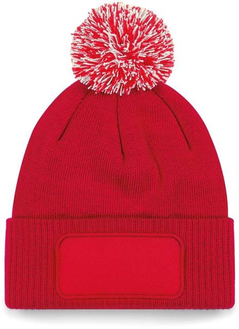 Beechfield Snowstar® Patch Beanie – Classic Red / Off White