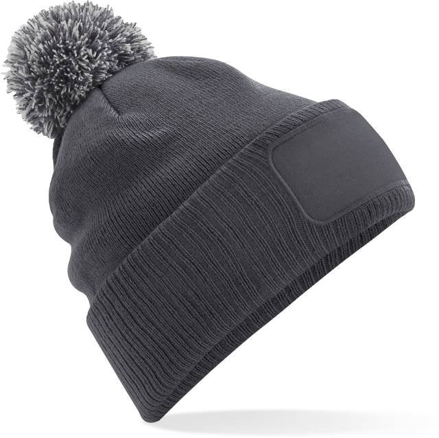 Beechfield Snowstar® Patch Beanie – Graphite Grey / Light Grey