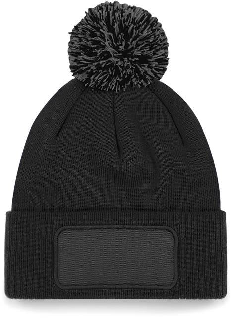 Beechfield Snowstar® Patch Beanie – Black / Graphite Grey