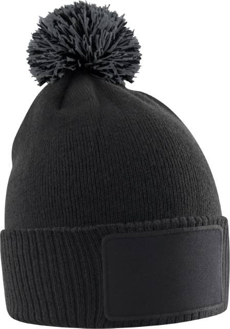 Beechfield Kids Snowstar Patch Beanie – Black / Graphite Grey