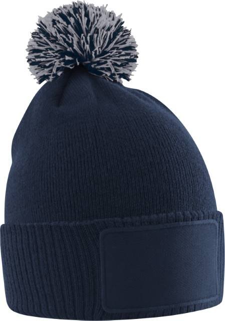 Beechfield Kids Snowstar Patch Beanie – French Navy / Light Grey