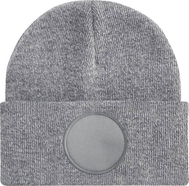 Beechfield Circular Patch Beanie – Heather Grey