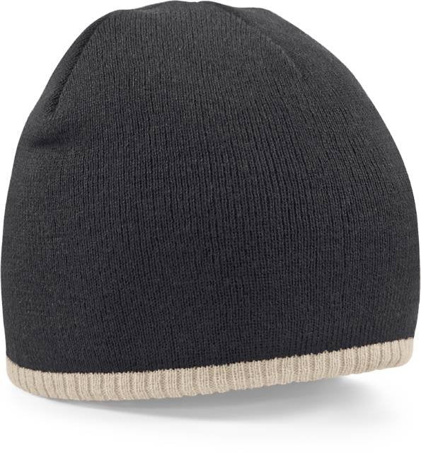 Beechfield Two-Tone Pull-On Beanie – Black / Stone
