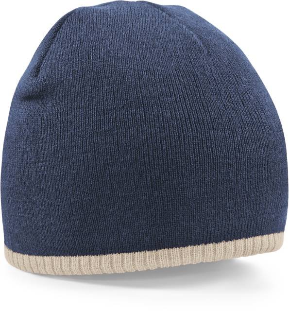 Beechfield Two-Tone Pull-On Beanie – French Navy / Stone