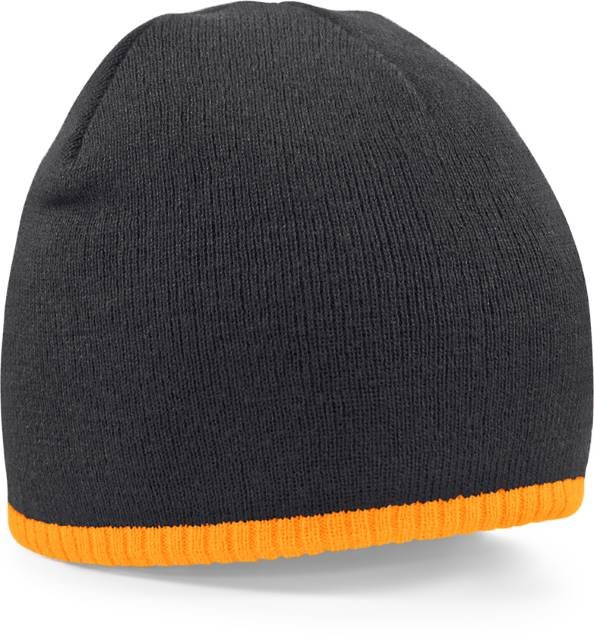Beechfield Two-Tone Pull-On Beanie – Black / Fluorescent Orange