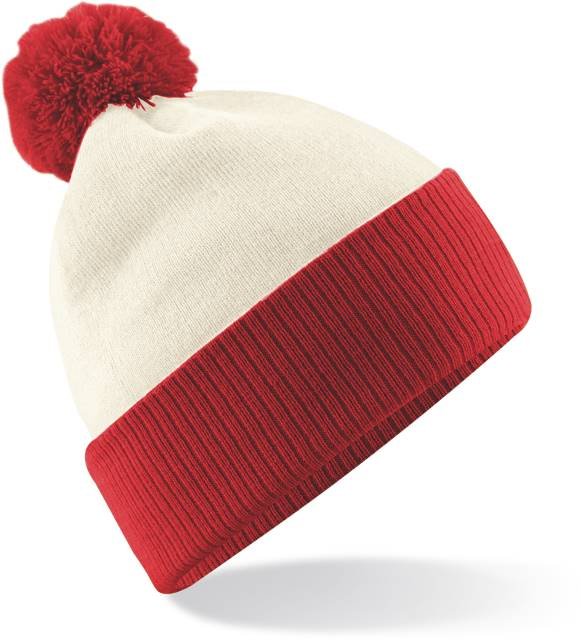 Beechfield Snowstar® Two-Tone Beanie – Off White / Bright Red