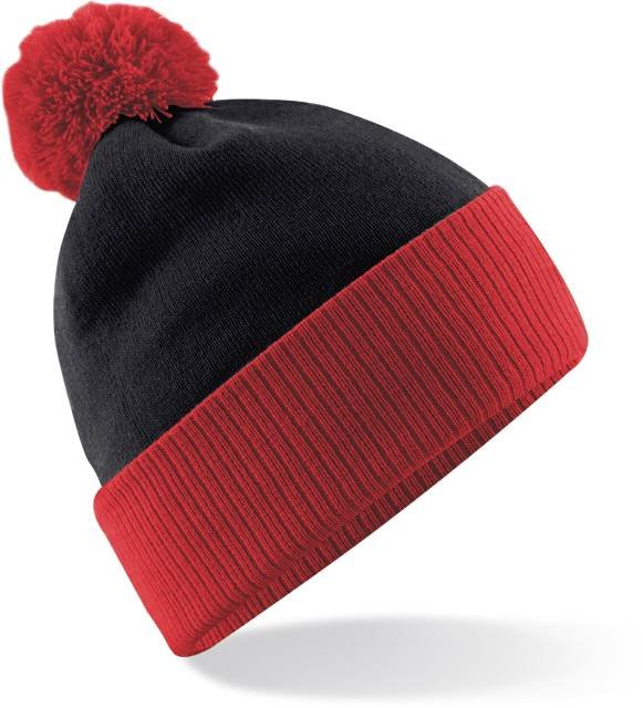Beechfield Snowstar® Two-Tone Beanie – Black / Bright Red
