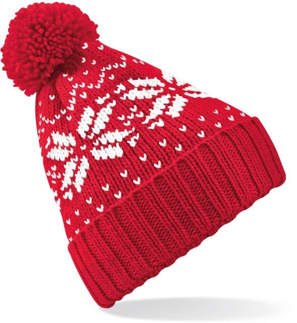 Beechfield Fair Isle Snowstar® Beanie – Classic Red / White