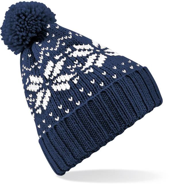 Beechfield Fair Isle Snowstar® Beanie – French Navy / White