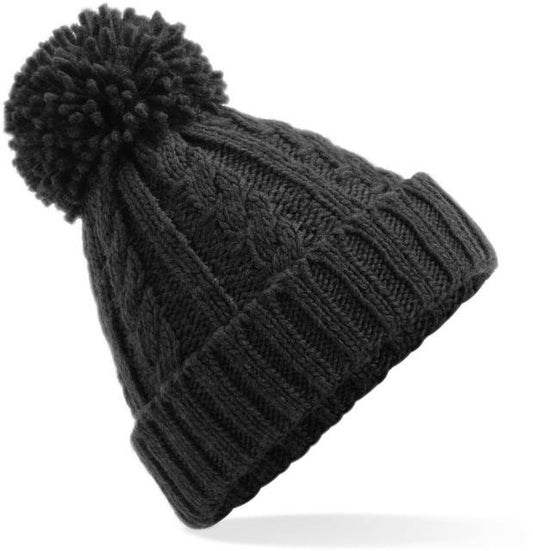 Beechfield Cable Knit Melange Beanie – Black