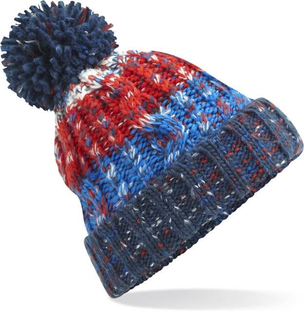 Beechfield Corkscrew Pom Pom Beanie – Chilli Blues