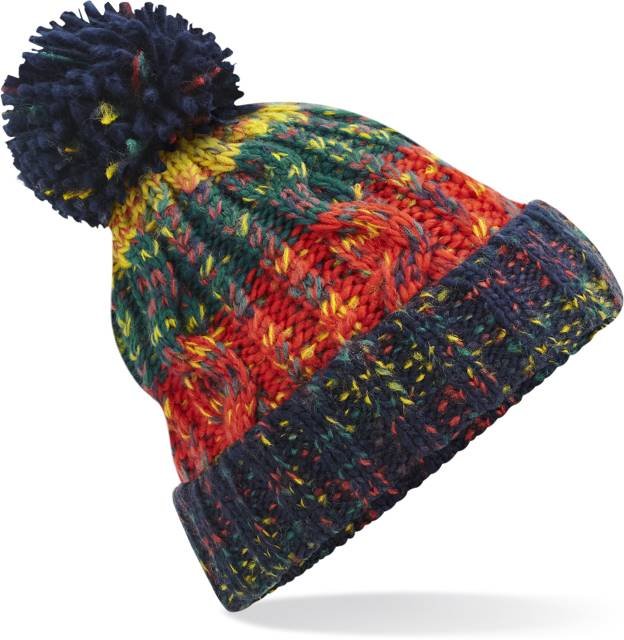 Beechfield Corkscrew Pom Pom Beanie – Crackling Campfire