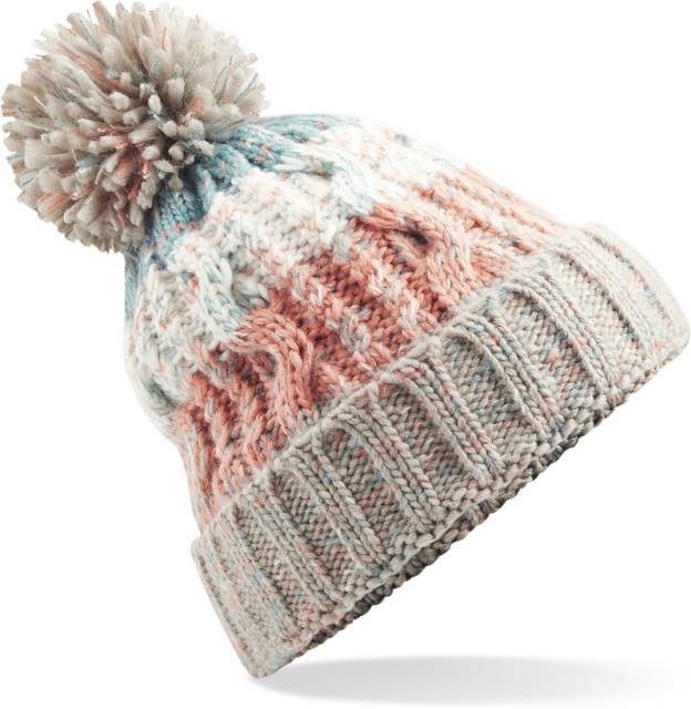 Beechfield Corkscrew Pom Pom Beanie – Milkshake Mix