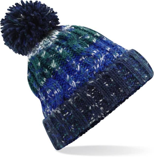 Beechfield Corkscrew Pom Pom Beanie – Alpine Blues