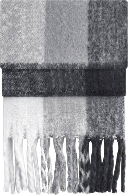Beechfield Fluffy Check Scarf – Grey Check
