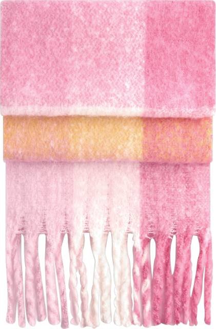 Beechfield Fluffy Check Scarf – Pink Check