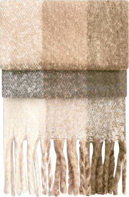 Beechfield Fluffy Check Scarf – Brown Check