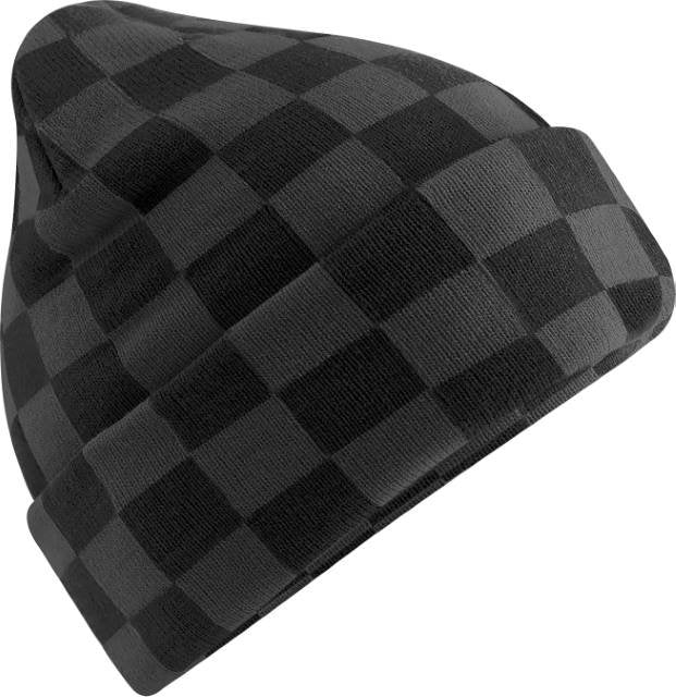 Beechfield Checkerboard Beanie – Black / Charcoal