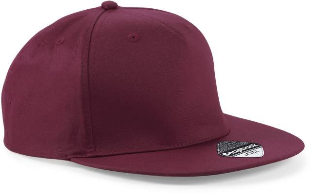 Beechfield 5 Panel Snapback Rapper Cap – Burgundy
