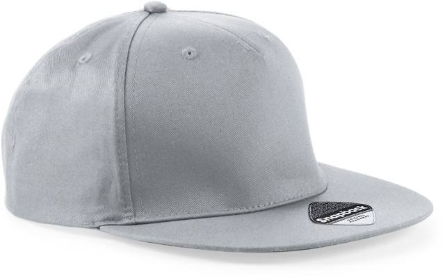 Beechfield 5 Panel Snapback Rapper Cap – Light Grey