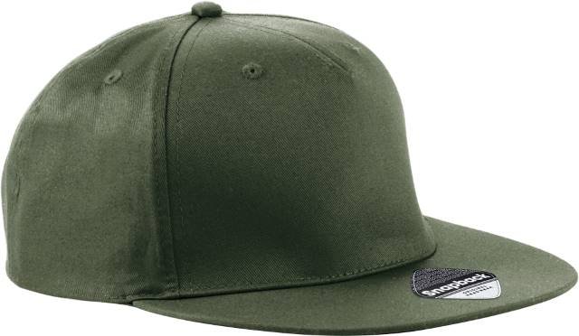 Beechfield 5 Panel Snapback Rapper Cap – Olive Green