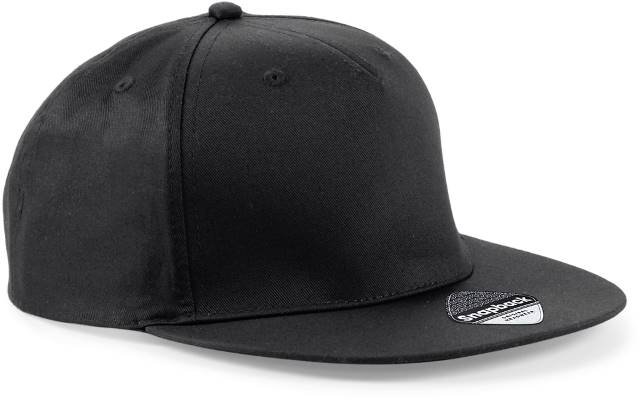 Beechfield 5 Panel Snapback Rapper Cap – Black