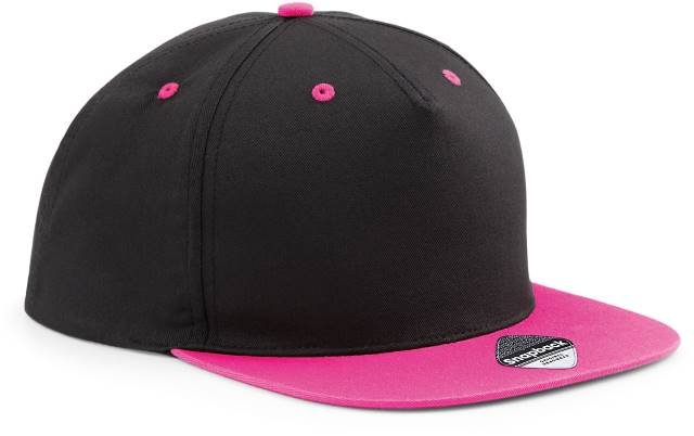 Beechfield 5 Panel Contrast Snapback – Black / Fuchsia