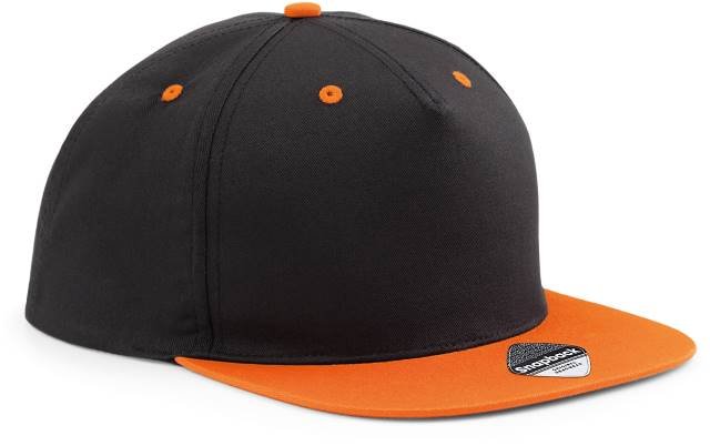 Beechfield 5 Panel Contrast Snapback – Black / Orange