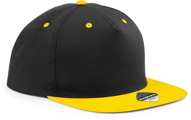 Beechfield 5 Panel Contrast Snapback – Black / Yellow