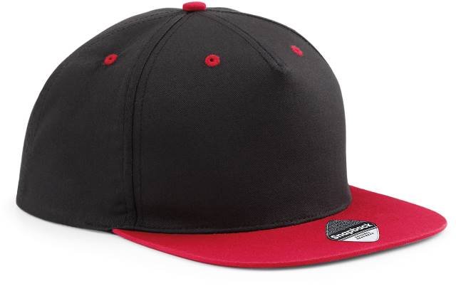 Beechfield 5 Panel Contrast Snapback – Black / Classic Red