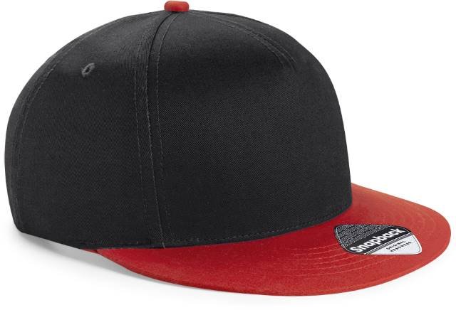 Beechfield Youth Size Snapback – Black / Bright Red